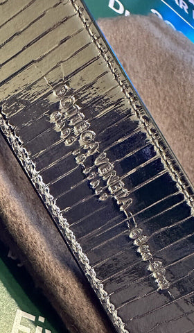 Neu mit Etikett: 420 $ Bottega Veneta Crease Ledergürtel in Schwarz/Silber 38/95 IT 691233 