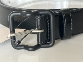 NWT $420 Ремень Bottega Veneta Crease Leather Black/Silver 36/90 IT 691233 