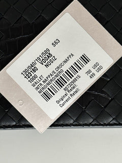 NWT $700 Bottega Veneta Intrecciato Croc/Nappa Leather Black Wallet 123180 IT