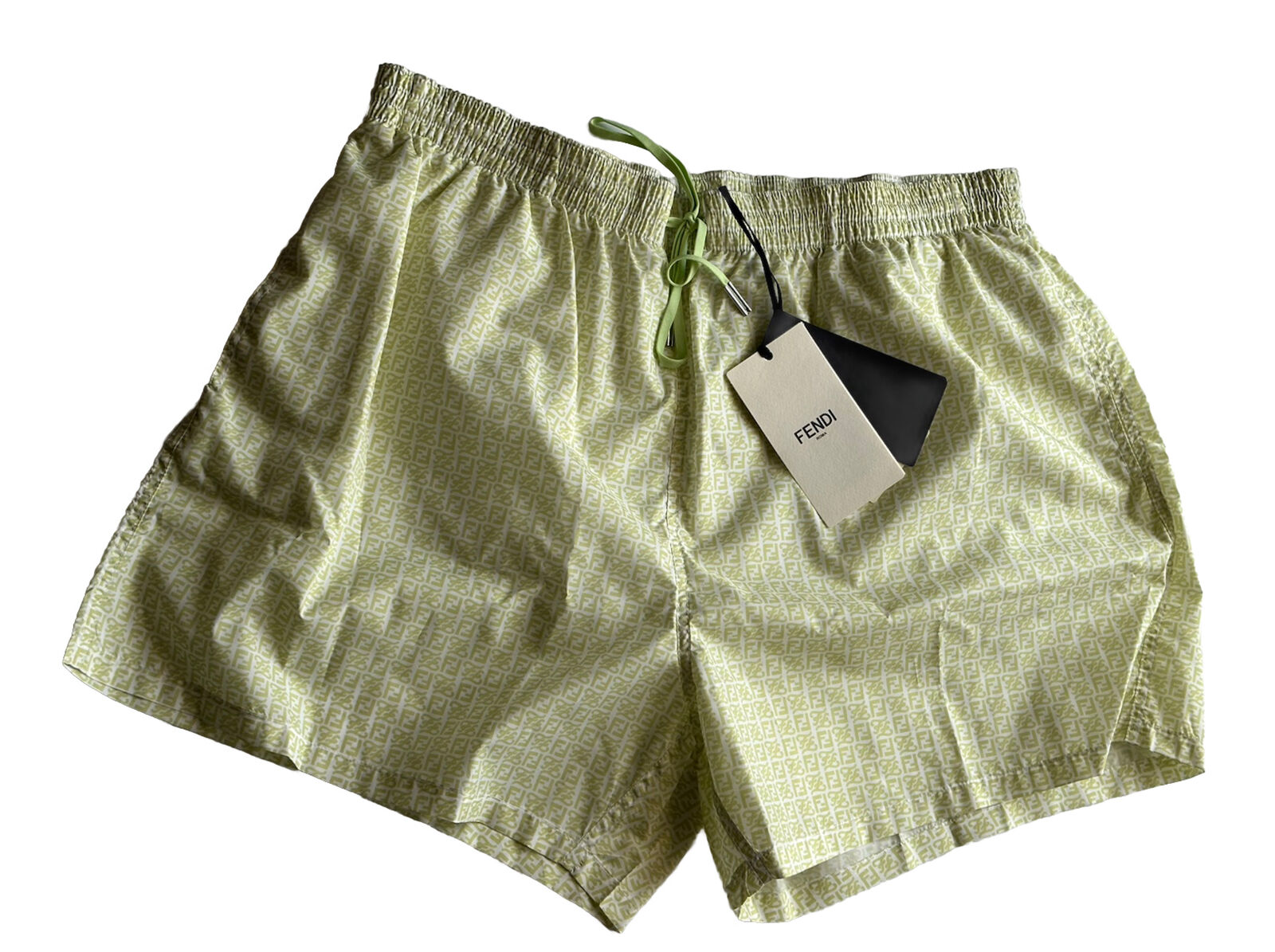 Мужские светло-зеленые шорты-боксеры для плавания Fendi FF, NWT, 580 долларов США, 40 долларов США (56 евро), IT FXB077 