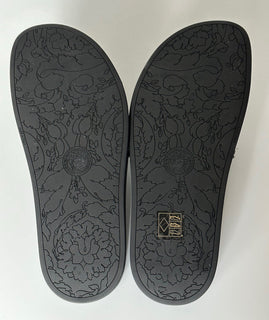 NIB $ 450 Versace Gold Medusa Head Slides Sandalen Schwarz 8 US (38 Euro) Italien 