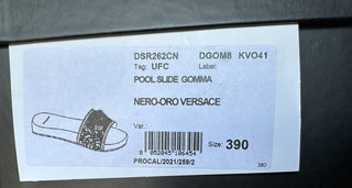 Versace Gold Medusa Head Slides Sandals Black 9 US (39 Euro) Italy NIB $450