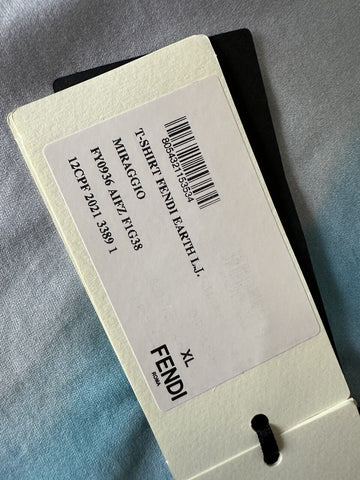 NWT 790 $ Fendi Miraggio Logo Print Moonlight Baumwolljersey T-Shirt XL FY0936 IT
