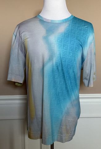 NWT 790 $ Fendi Miraggio Logo Print Moonlight Baumwolljersey T-Shirt XL FY0936 IT