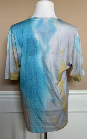 NWT 790 $ Fendi Miraggio Logo Print Moonlight Baumwolljersey T-Shirt XL FY0936 IT