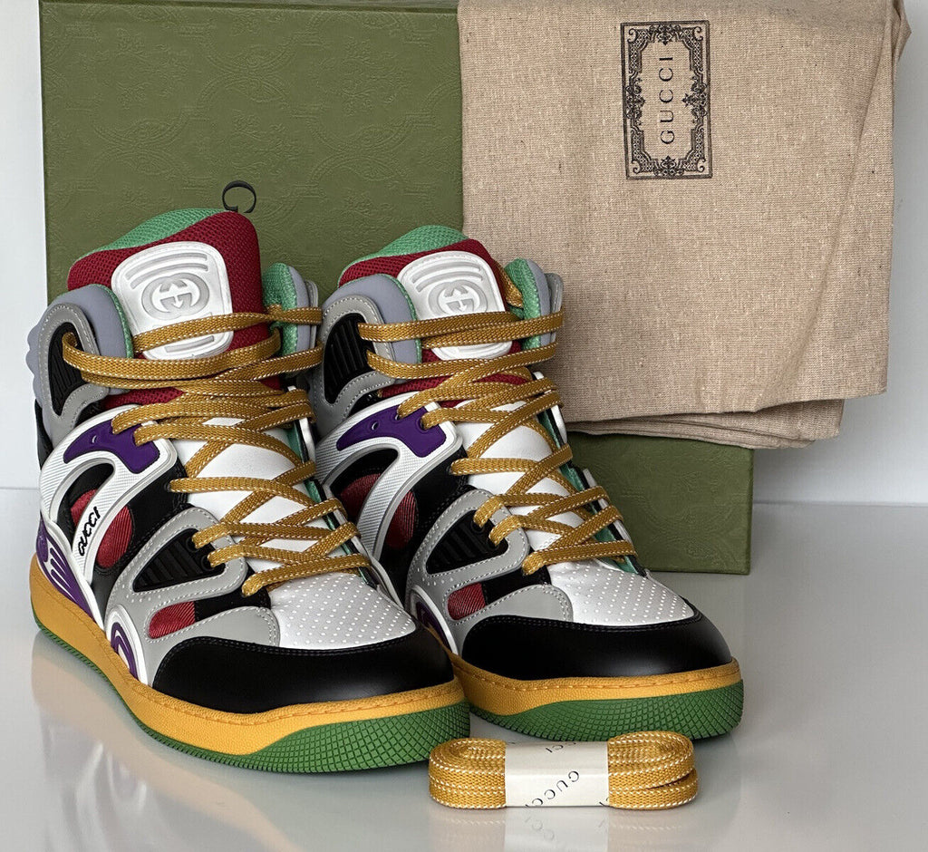 NIB Gucci Basket Demetra Кожаные разноцветные высокие кеды 11,5 США 661303 IT 