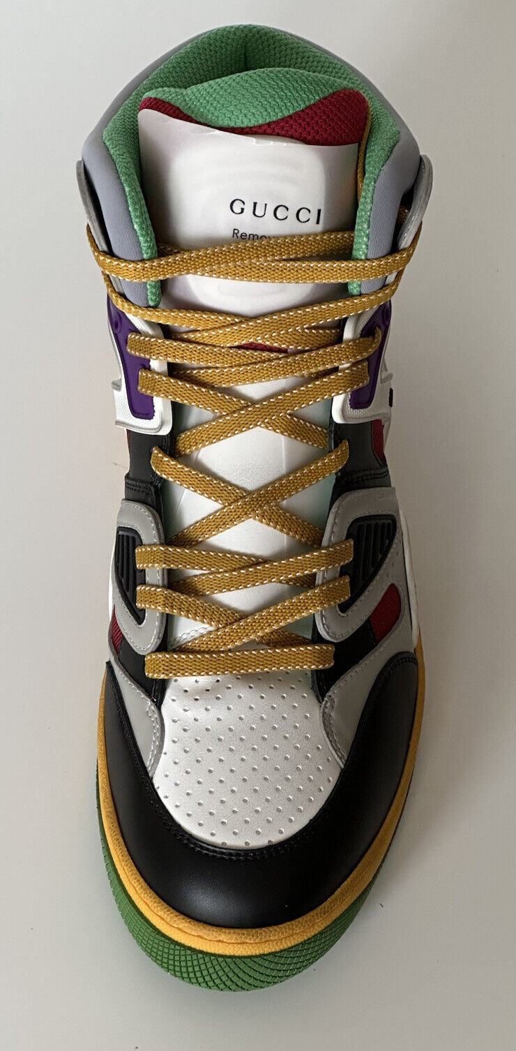 NIB Gucci Basket Demetra Leather  Multicolor High-top Sneakers 12.5 US 661303 IT