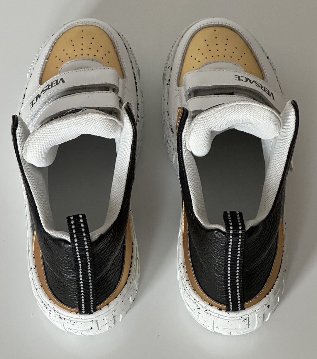 NWT $575 Versace La Greca Boys High Top Sneakers 34 Euro (9.7" Length) Italy