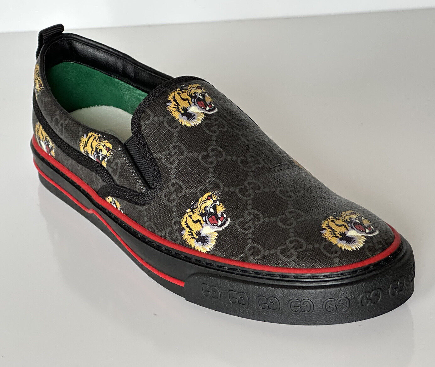 NIB Gucci Men's Low-top Tiger Black Canvas Sneakers 10.5 US (Gucci 10) 699971 IT
