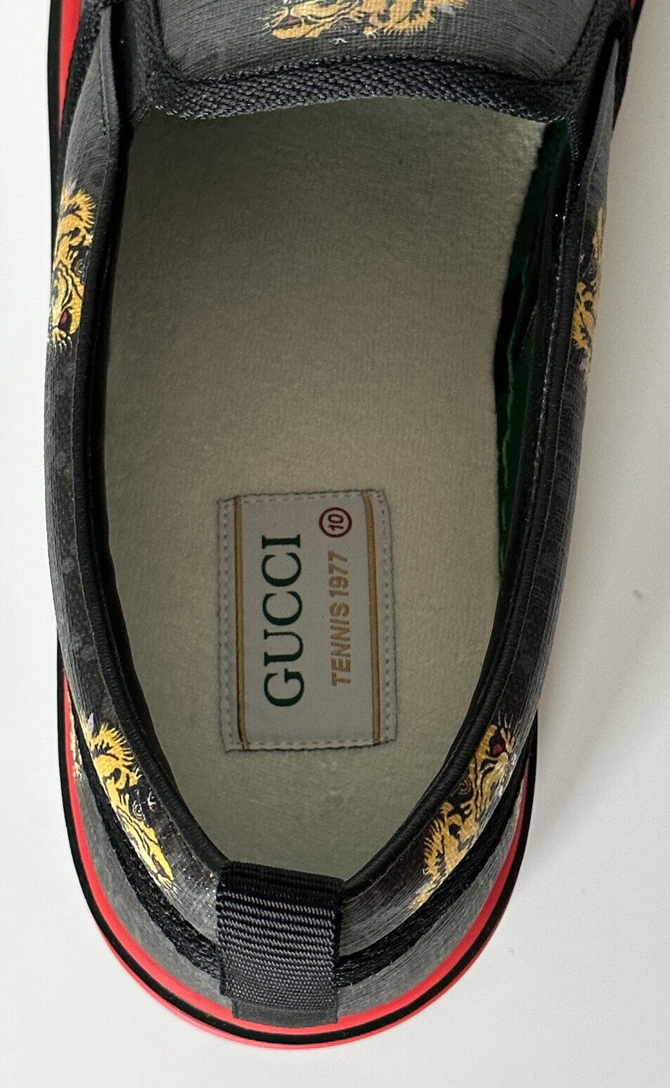 Мужские низкие кроссовки NIB Gucci Tiger Black Canvas 10,5 US (Gucci 10) 699971 IT 