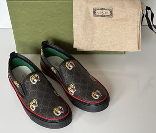 Мужские низкие кроссовки NIB Gucci Tiger Black Canvas 11,5 US (Gucci 11) 699971 IT 