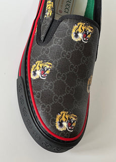 Мужские низкие кроссовки NIB Gucci Tiger Black Canvas 11,5 US (Gucci 11) 699971 IT 