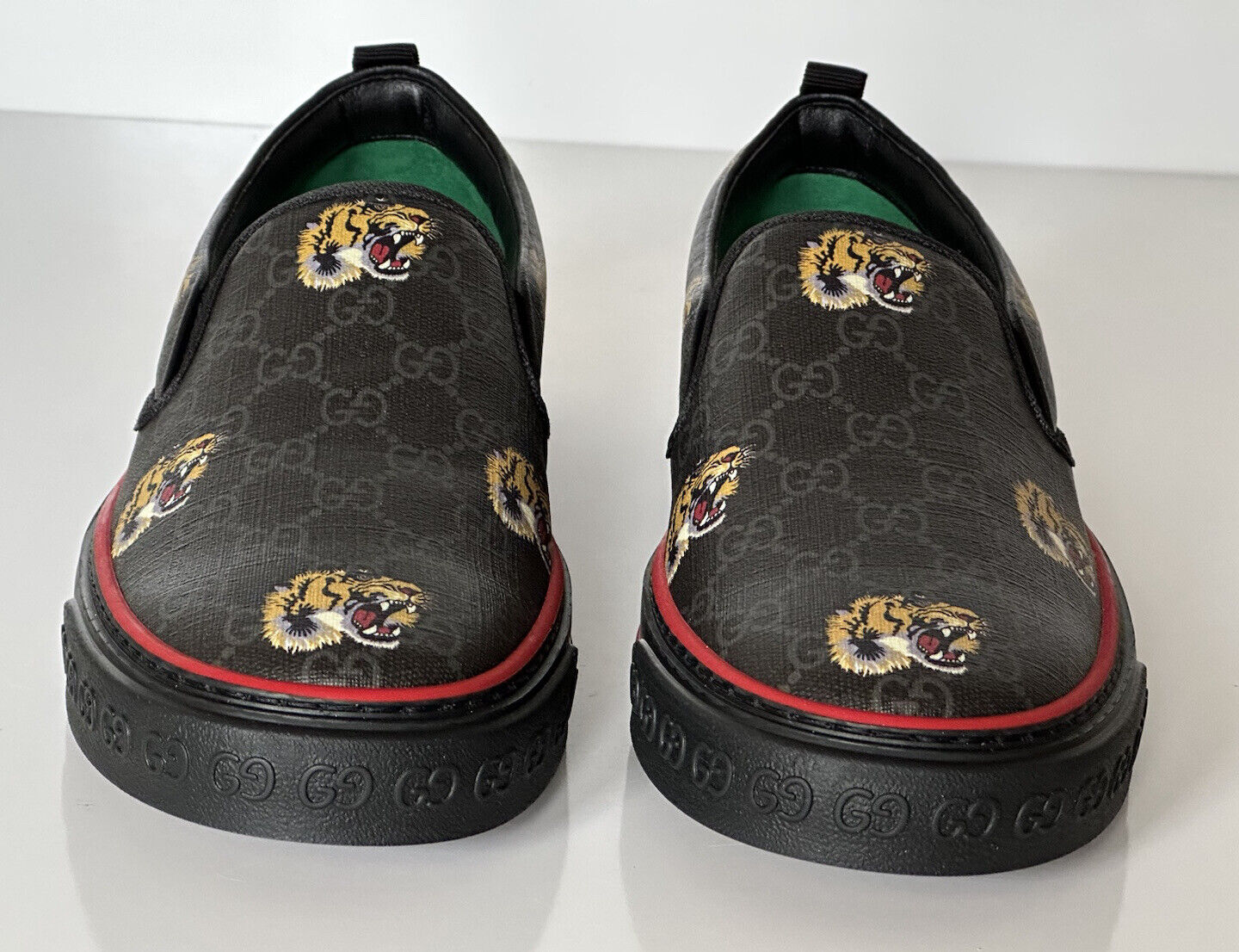 Мужские низкие кроссовки NIB Gucci Tiger Black Canvas 11,5 US (Gucci 11) 699971 IT 