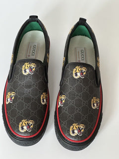 Мужские низкие кроссовки NIB Gucci Tiger Black Canvas 11,5 US (Gucci 11) 699971 IT 