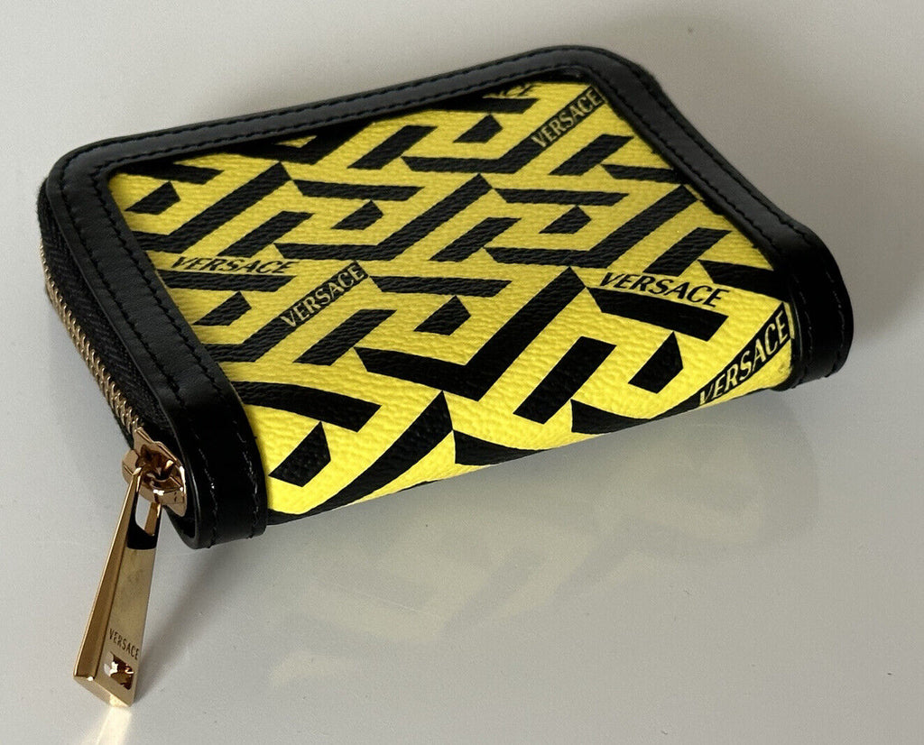 NWT Versace Черный/Желтый Кошелек/Клатч из телячьей кожи на молнии 1001873 Италия 