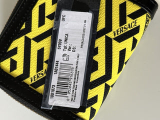 NWT Versace Черный/Желтый Кошелек/Клатч из телячьей кожи на молнии 1001873 Италия 