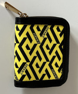NWT Versace Черный/Желтый Кошелек/Клатч из телячьей кожи на молнии 1001873 Италия 