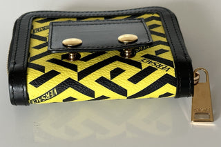 NWT Versace Черный/Желтый Кошелек/Клатч из телячьей кожи на молнии 1001873 Италия 