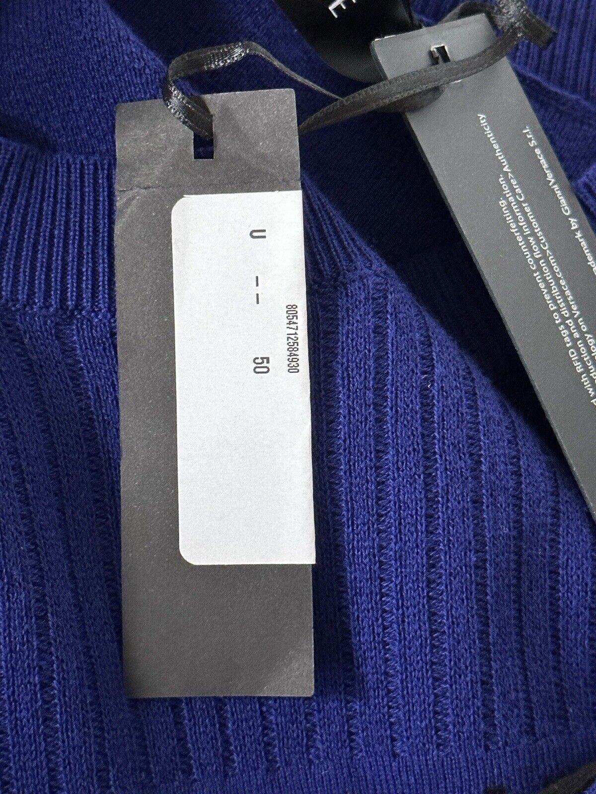 NWT $1050 Versace Logo Wool Knit Sweater Blue/Purple 50 (Large) 1007338