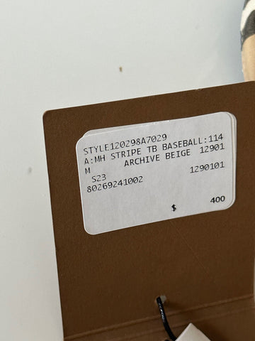 NWT $400 Burberry Stripe TB Baseball Cap Archive Beige M (57 cm) 8026924 Italy