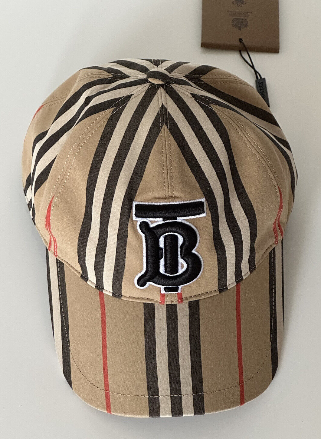 NWT $400 Burberry Stripe TB Baseball Cap Archive Beige M (57 cm) 8026924 Italy