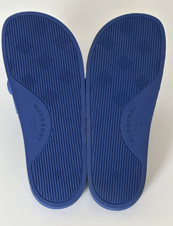 NIB $420 Burberry Eyelet Men’s Furley Royal Blue Slide Sandals 9 US (42) 8049674