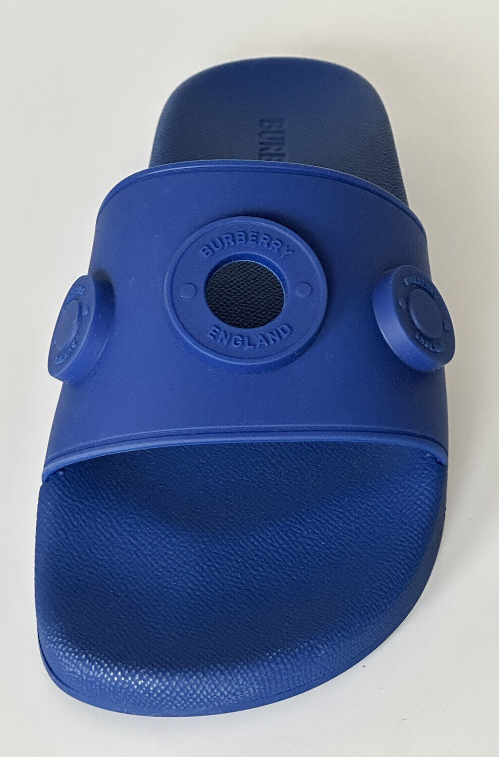 NIB $420 Burberry Eyelet Men’s Furley Royal Blue Slide Sandals 9 US (42) 8049674
