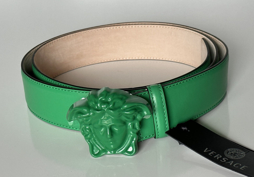 NWT $525 Versace Ярко-зеленый кожаный ремень с пряжкой Medusa 115 (46) Италия DCU4140 