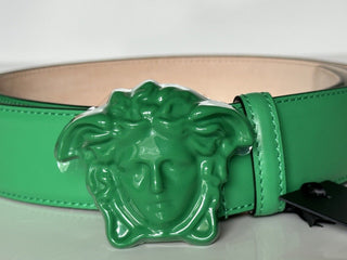 NWT $525 Versace Ярко-зеленый кожаный ремень с пряжкой Medusa 115 (46) Италия DCU4140 