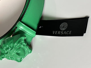 NWT $525 Versace Ярко-зеленый кожаный ремень с пряжкой Medusa 115 (46) Италия DCU4140 