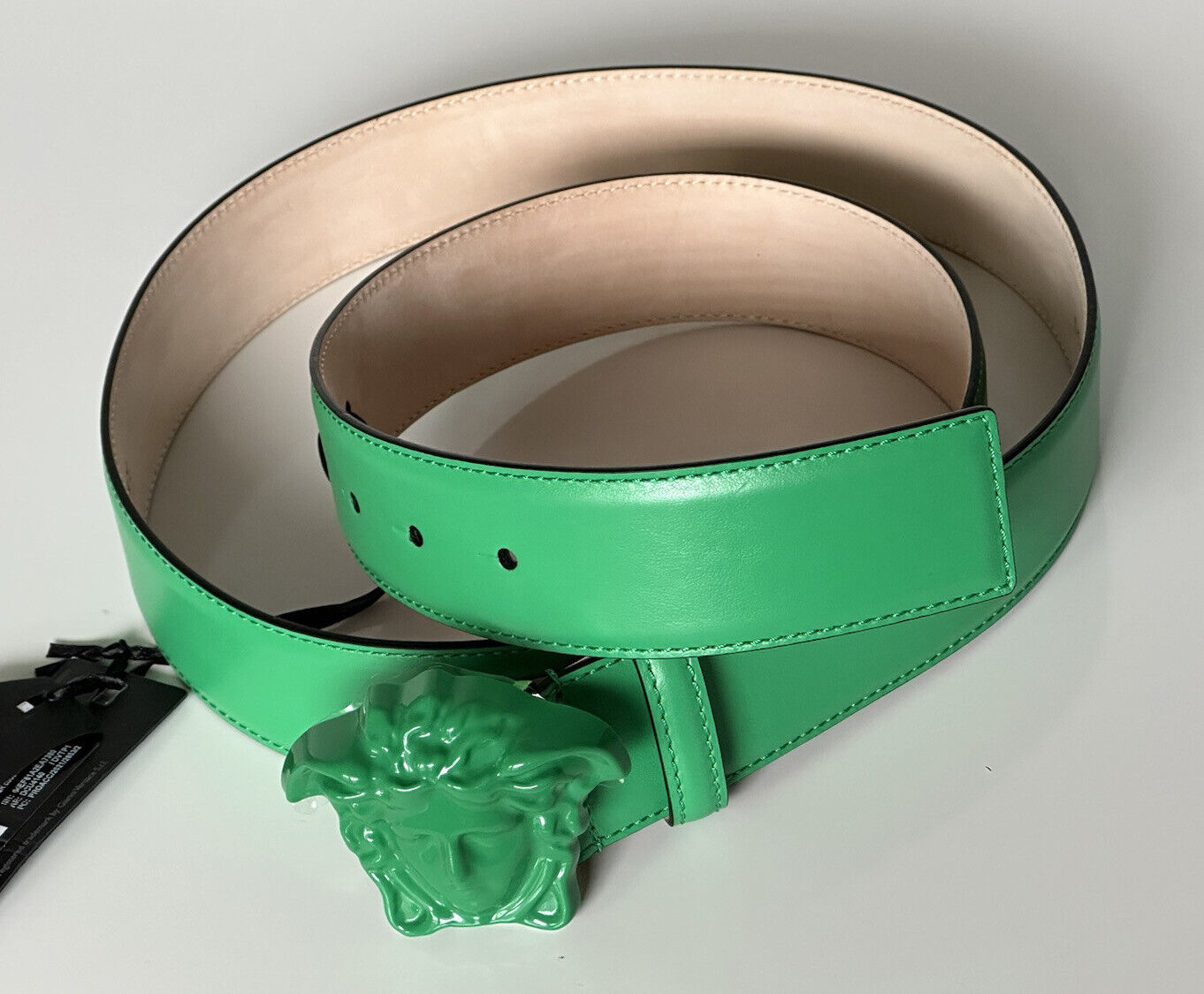 NWT $525 Versace Ярко-зеленый кожаный ремень с пряжкой Medusa 115 (46) Италия DCU4140 