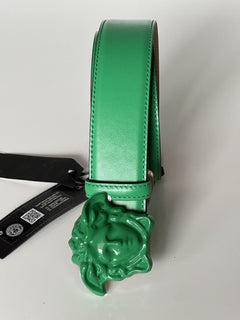 NWT $525 Versace Ярко-зеленый кожаный ремень с пряжкой Medusa 115 (46) Италия DCU4140 