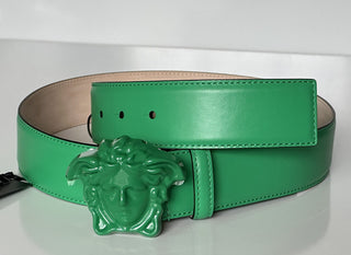 NWT $525 Versace Ярко-зеленый кожаный ремень с пряжкой Medusa 115 (46) Италия DCU4140 