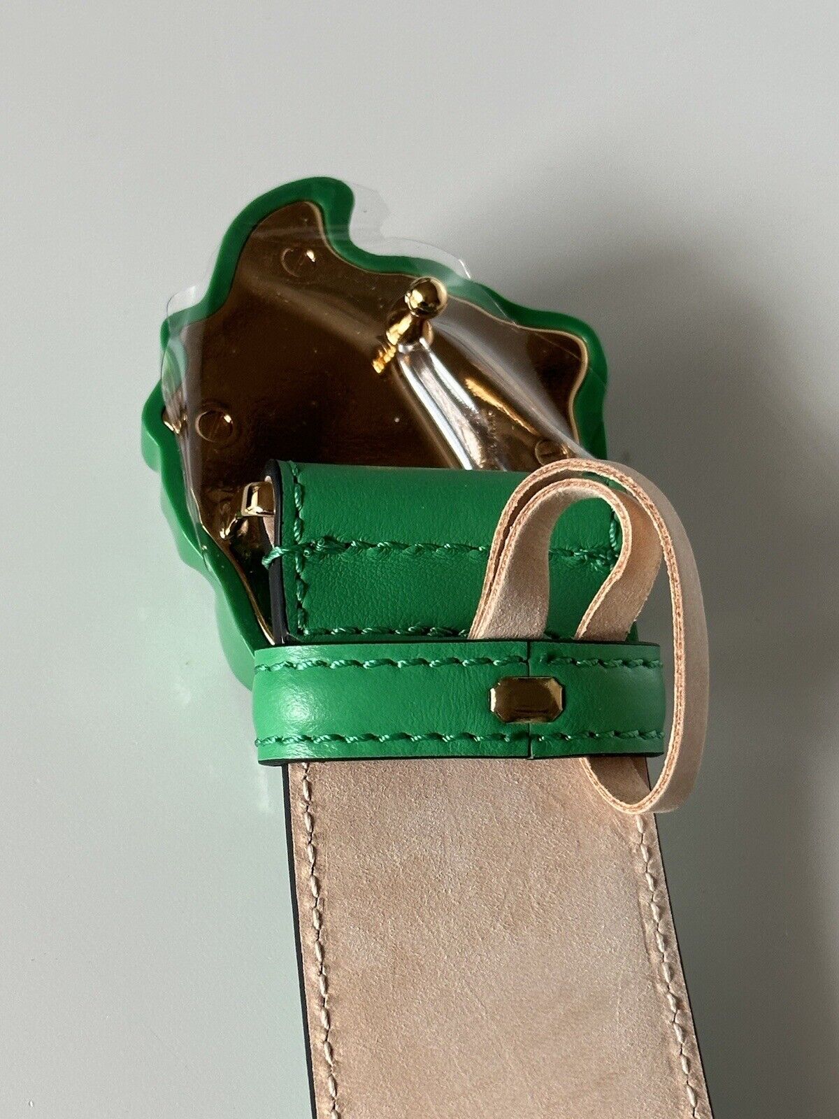 NWT $525 Versace Ярко-зеленый кожаный ремень с пряжкой Medusa 115 (46) Италия DCU4140 