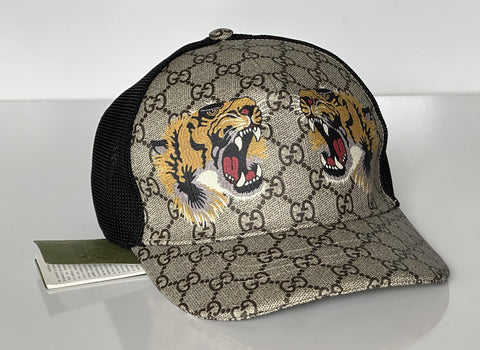 Бейсболка NWT Gucci Tiger GG с принтом Коричневая шляпа среднего размера, сделано в Италии 426887 
