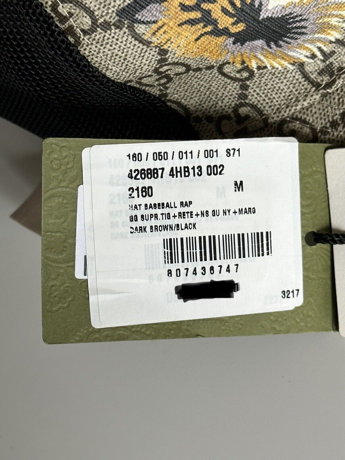 Бейсболка NWT Gucci Tiger GG с принтом Коричневая шляпа среднего размера, сделано в Италии 426887 