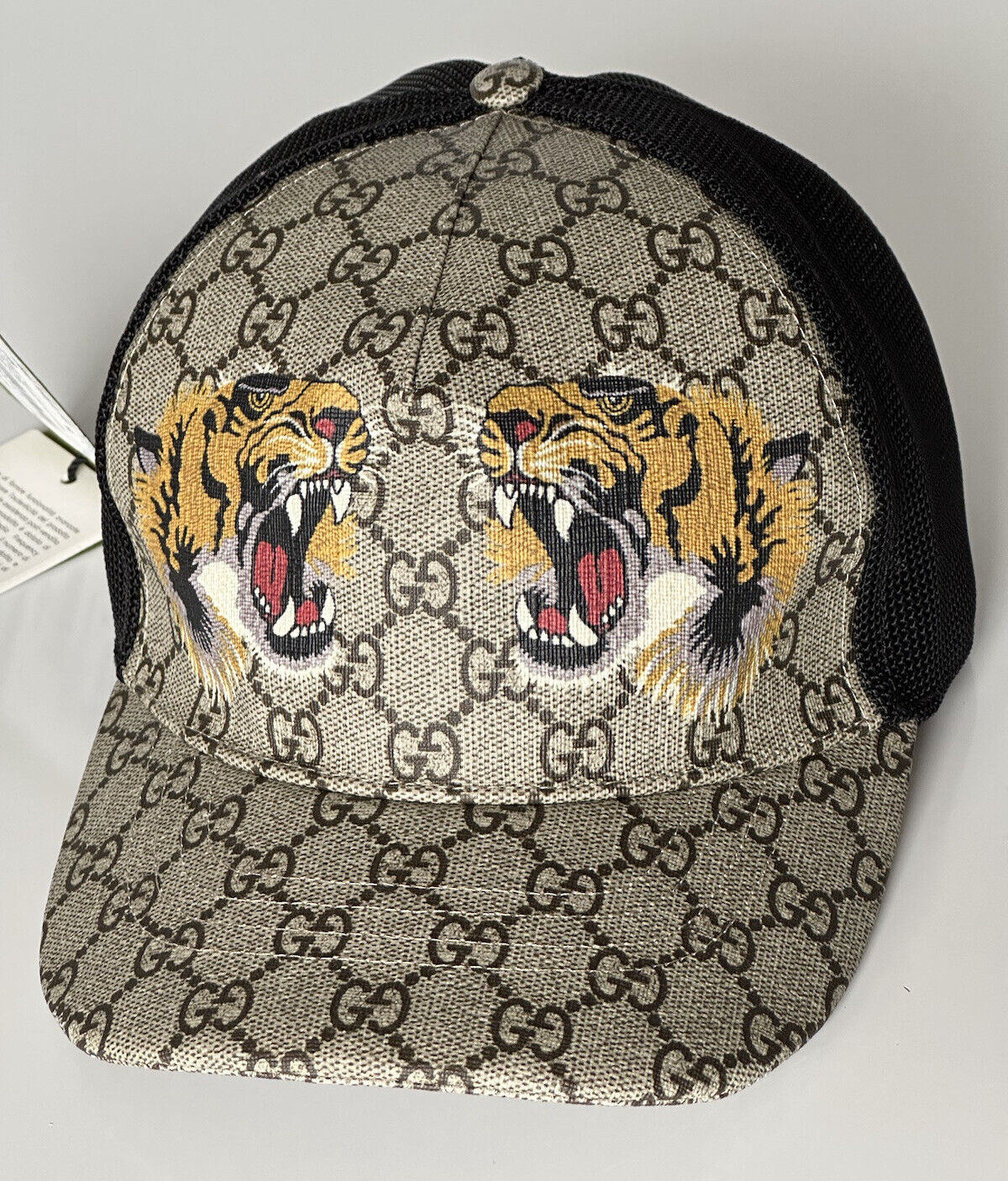 NWT Gucci Tiger GG Print Baseball Cap Brown Hat L (59 cm) Made in Italy 426887