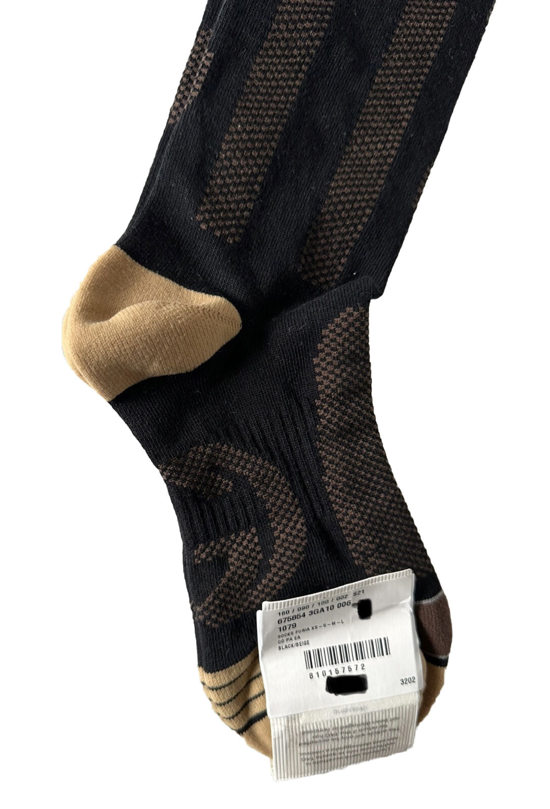 Neu mit Etikett: Gucci GG Socken in Schwarz/Beige, Größe S (18–20 cm), hergestellt in Italien, 675854 