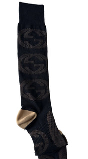 NWT Gucci GG Black/Beige Socks Size XS (16-18 cm) Made in Italy 675854