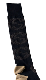 NWT Gucci GG Black/Beige Socks Size XS (16-18 cm) Made in Italy 675854