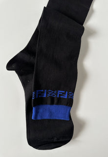 NWT $260 Fendi FF Karligraphy Socks Black Large Made in Italy