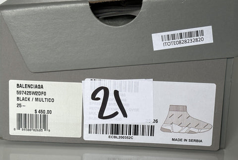 NIB 450 $ Balenciaga Logo Speed ​​LT Sock Sneakers für kleine Jungen Schwarz 25-26 (7,4") 