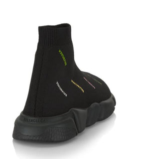NIB 450 долларов США Balenciaga Little Boy's Logo Speed ​​LT Sock Кроссовки Черные 25–26 (7,4 дюйма) 