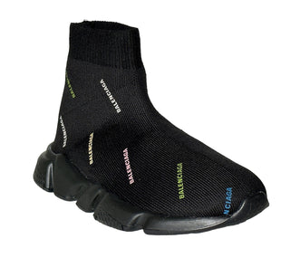 NIB 450 долларов США Balenciaga Little Boy's Logo Speed ​​LT Sock Кроссовки Черные 25–26 (7,4 дюйма) 