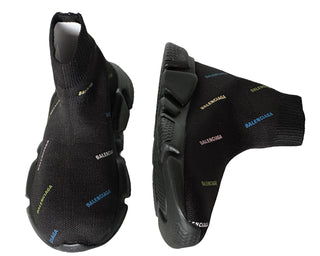 NIB 450 долларов США Balenciaga Little Boy's Logo Speed ​​LT Sock Кроссовки Черные 25–26 (7,4 дюйма) 