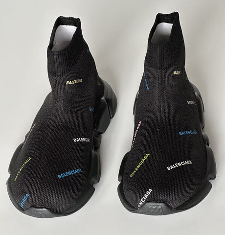 NIB 450 $ Balenciaga Logo Speed ​​LT Sock Sneakers für kleine Jungen Schwarz 25-26 (7,4") 