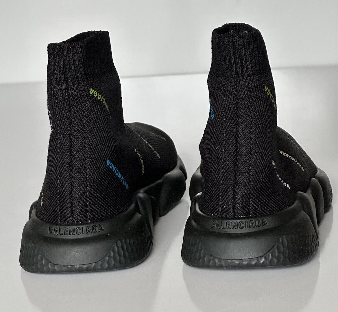NIB 450 долларов США Balenciaga Little Boy's Logo Speed ​​LT Sock Кроссовки Черные 25–26 (7,4 дюйма) 