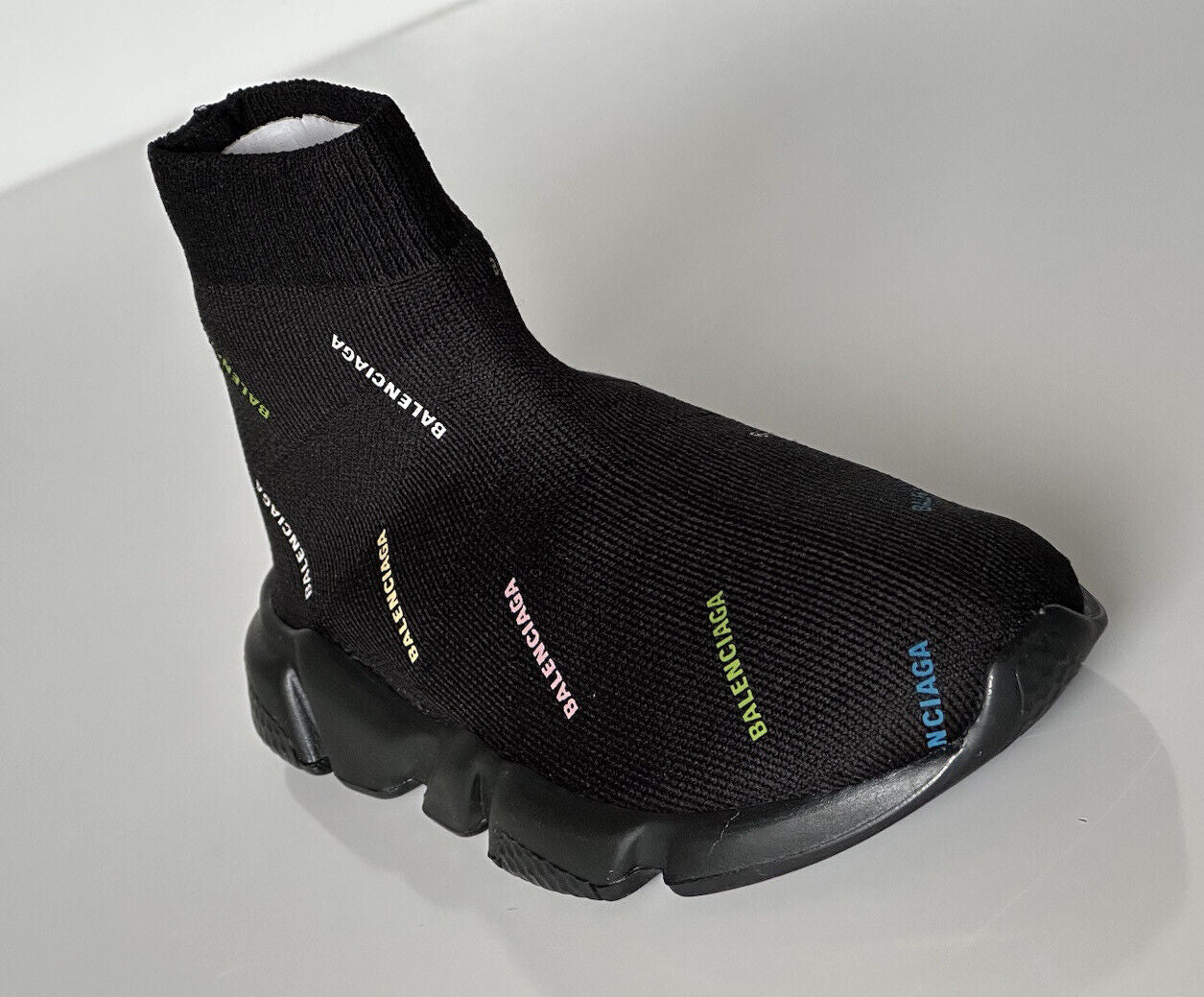 NIB 450 $ Balenciaga Logo Speed ​​LT Sock Sneakers für kleine Jungen Schwarz 25-26 (7,4") 