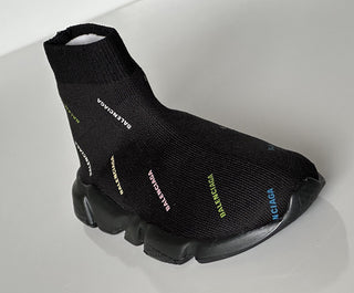 NIB 450 долларов США Balenciaga Little Boy's Logo Speed ​​LT Sock Кроссовки Черные 25–26 (7,4 дюйма) 