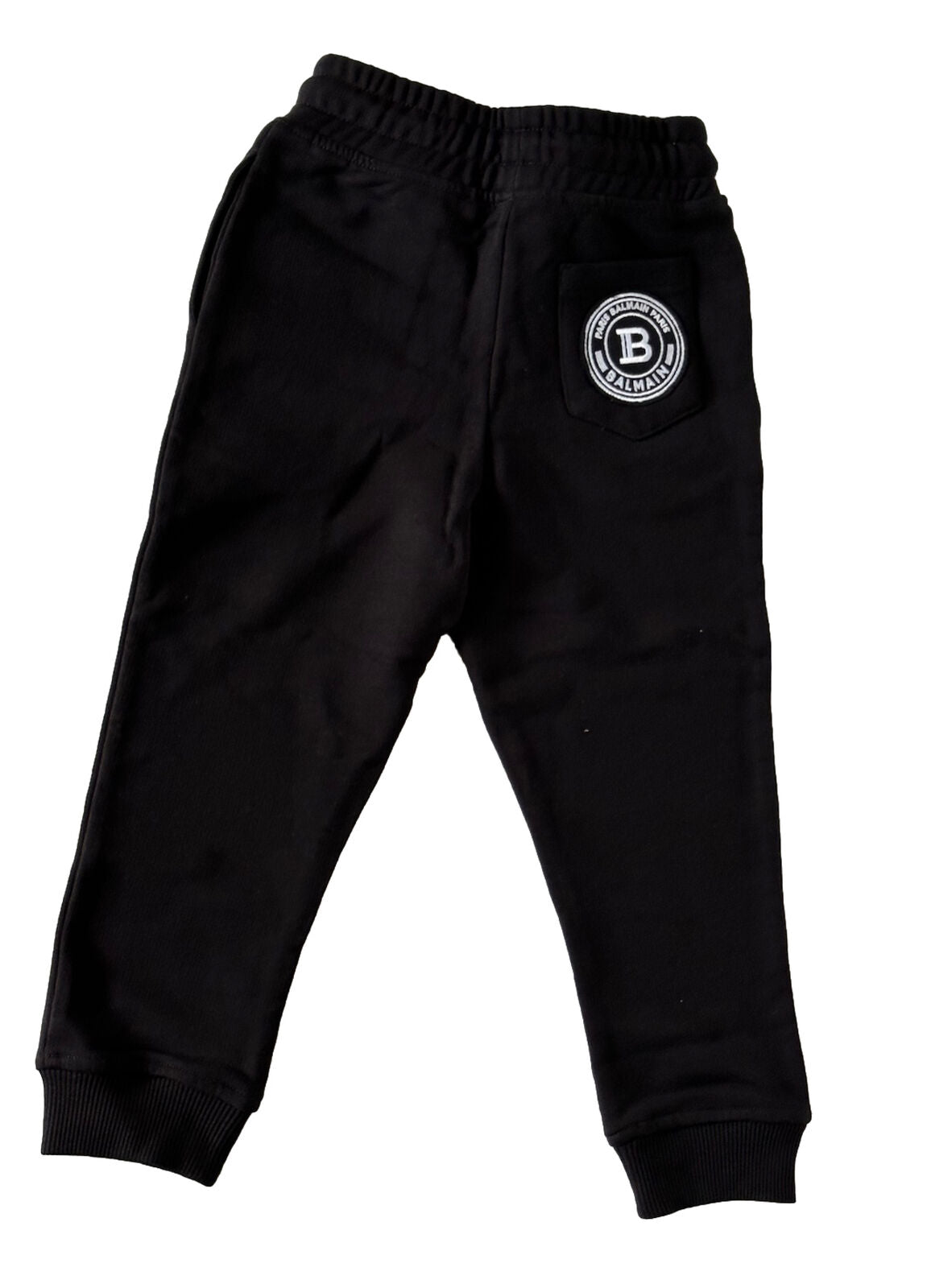 NWT $331 Balmain Boys Logo Joggers Black Size 4 Made in Portugal